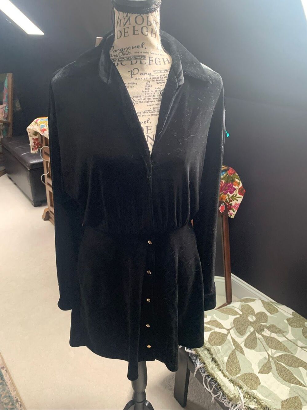 Zara Black Velvet Mini Dress NWT